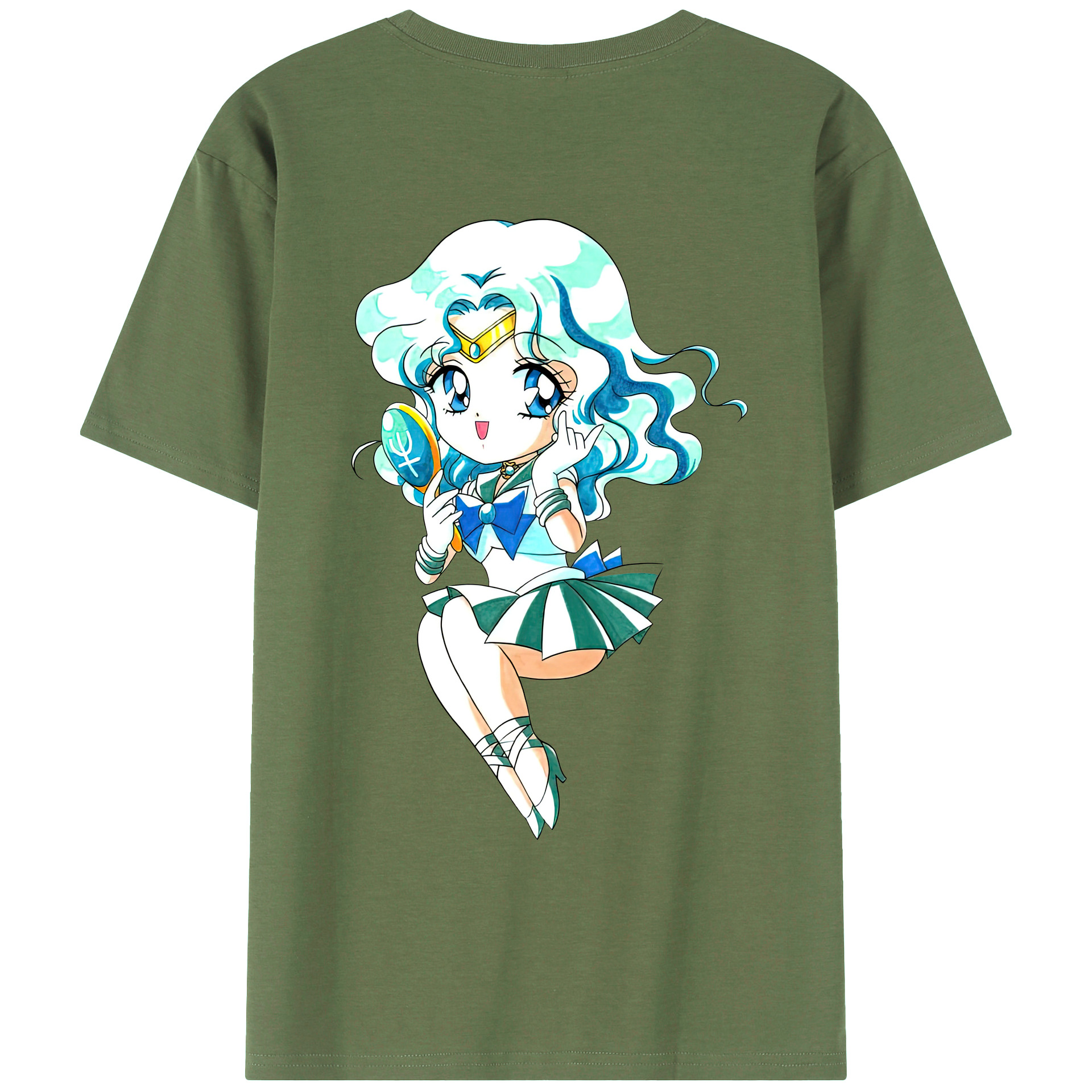 （画像用） 美少女戦士セーラームーン 海王 みちる（かいおう みちる） Sailor Moon Kaiou Michiru 綿100％ メンズ半袖Tシャツ（バックプリント） 通気性